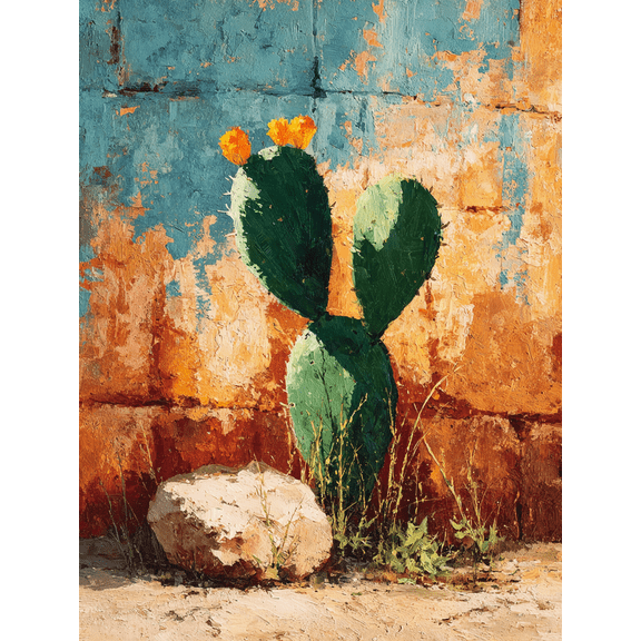Midwestern Cactus Canvas Print, Western Desert Art, Premium Wall Decor, Ready to hang