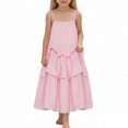thumbnail image 2 of HJYCHN Kids Dress Spaghetti Strap Tiered Cake Maxi Dress with Bohemian Style for Back to School Dresses for Girls 16 Years, 2 of 6