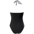 thumbnail image 6 of Women's One Piece Bikini Swimsuit Print Patchwork Backless Halter Tie with Removable Bra Pads No Underwire for Beach Vacation,White,L, 6 of 8
