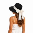 thumbnail image 2 of XFeng Floppy Straw Sun Hat Women Chiffon Bow Beach Straw Hat, 2 of 4