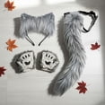 thumbnail image 4 of Vjnyvs Grey Wolf Fox Headband Set 3Pcs with Ears Tail Gloves, 4 of 7