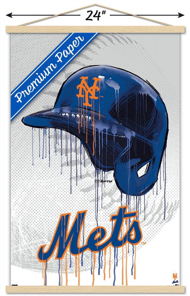MLB New York Mets - Drip Helmet 22 Wall Poster with Magnetic Frame, 22.375" x 34"