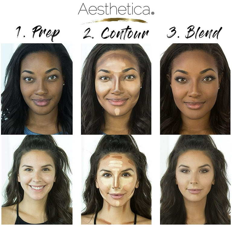 Aesthetica Cosmetics Cream Contour and Highlighting Makeup Kit - Contouring  Foundation/Concealer Palette - Vegan & Cruelty Free - Step-by-Step
