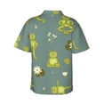 thumbnail image 3 of Balery Cute Yoga Frogs Print Men's Hawaiian Shirts Short Sleeve Beach Shirt Relaxed Fit Vacation Button Down Shirts-Small, 3 of 9
