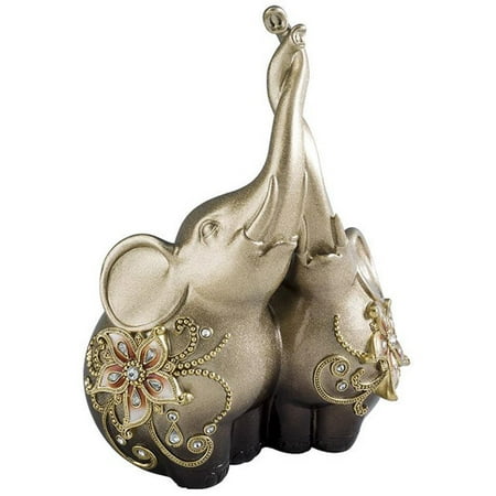 Ore International 13.5" Sapphire Rose Elephants Entwined