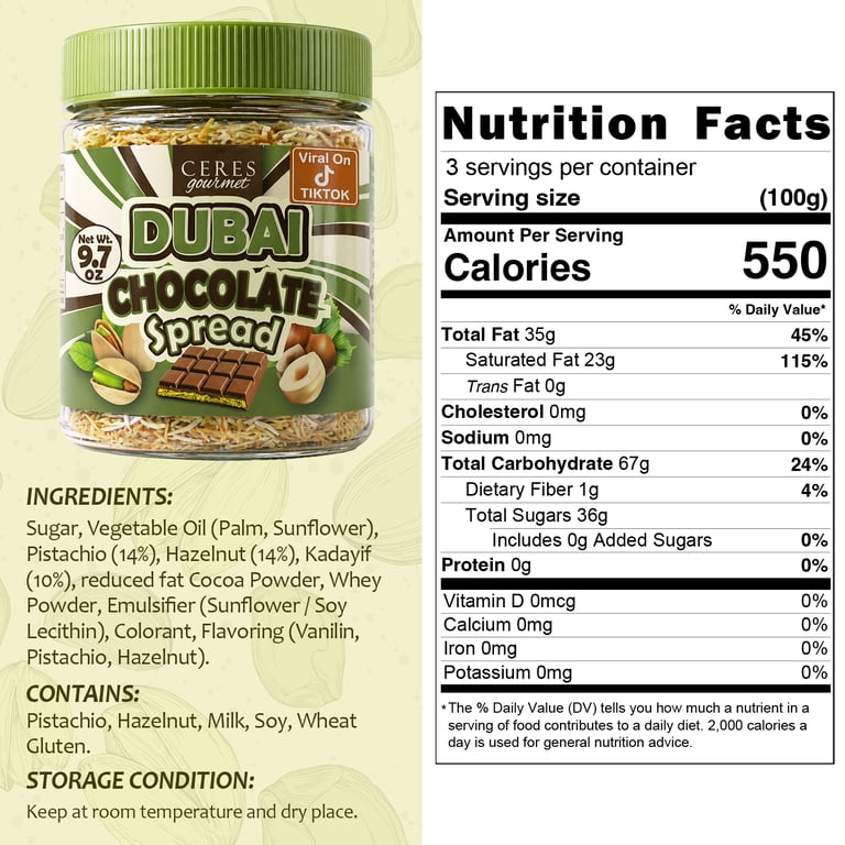Ceres Gourmet, Pistachio Phyllo Chocolate Spread, 10 oz - Walmart.com