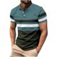 thumbnail image 1 of pstuiky camisetas de hombre, Blusa informal de manga corta con cuello vuelto y botones con costuras a rayas para hombre camisas casuales para hombre m, 1 of 5