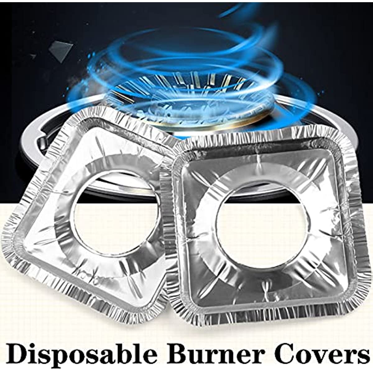 Gas Burner Gasket (200 Packs) 8.5 Inch Disposable Aluminum Foil Square Stove Burner Cover-gas Stove Protection Aluminum Foil Gasket