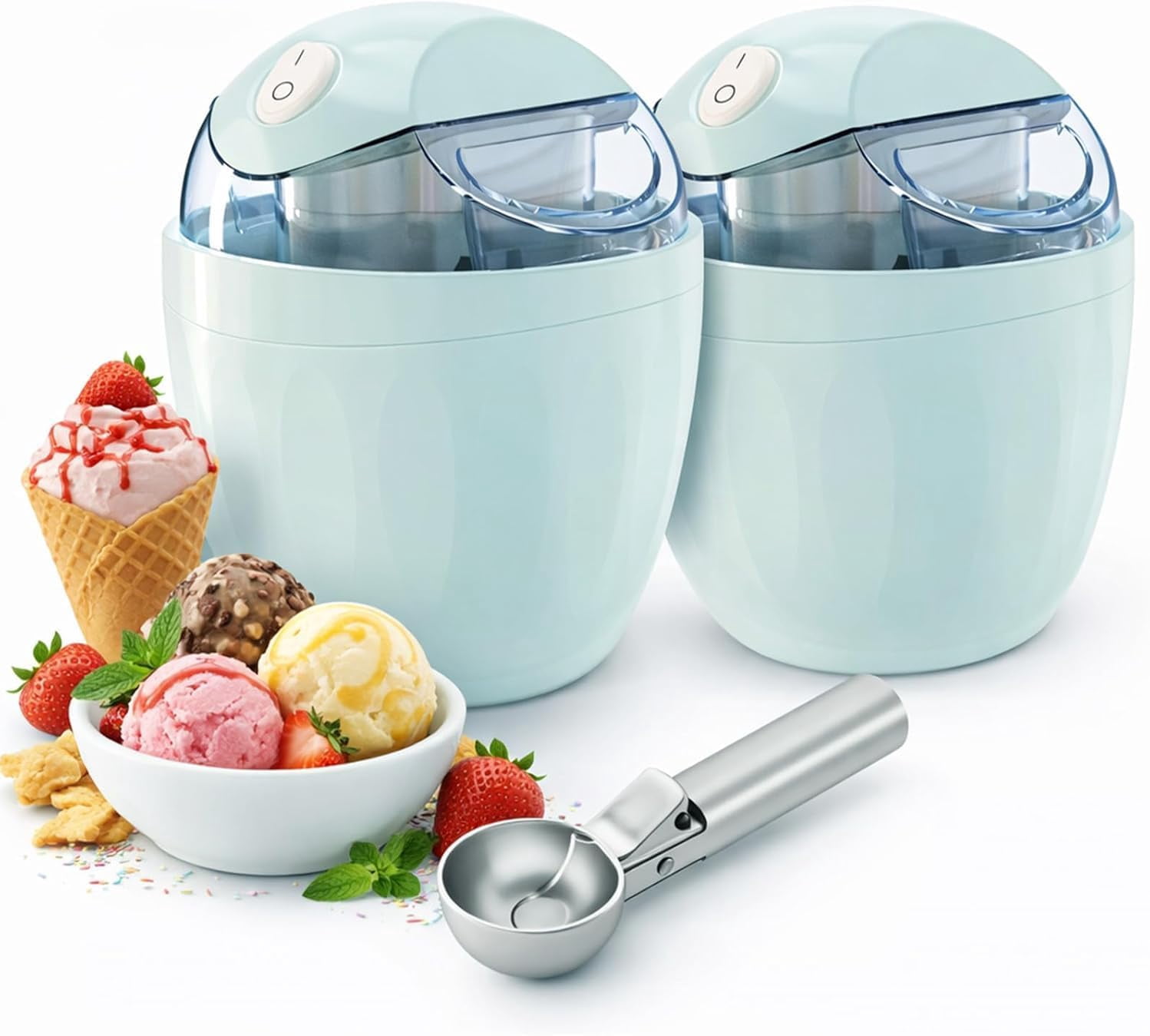 2026 Mini Ice Cream Maker 1QT with Easy-Lock Lid, 15-Min Frozen Yogurt Sorbet Gelato Maker for Healthy Homemade Dessert, Small Home Appliance