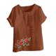 thumbnail image 4 of Vestidos Casuales Para Mujer, Blusas De Mujer De Moda Blusa informal de lino con cuello redondo, manga corta y botones para mujer, 4 of 4