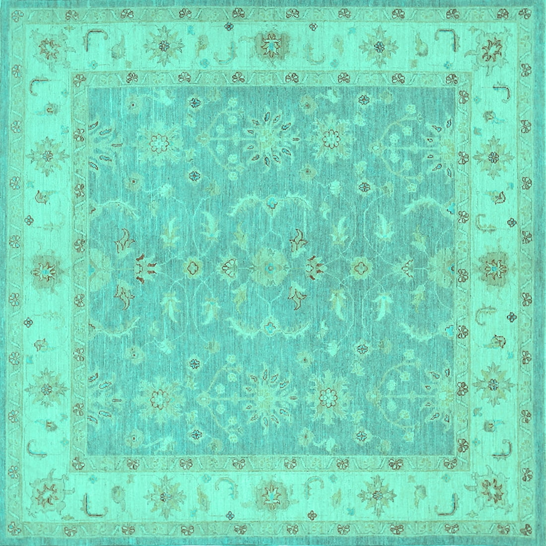 Ahgly Company Indoor Square Persian Turquoise Blue Traditional Area ...