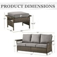 thumbnail image 2 of Gymojoy 3 Pieces Outdoor Patio Sectional Sofa Set, All-Weather Wicker Rattan Couch Outdoor Conversation Set with Ottoman, Gray, 2 of 15