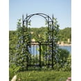thumbnail image 1 of BeesClover 8FT Metal Garden Arbor with Gate, Outdoor Archway Trellis for Climbing Roses, Vines, Backyard, Patio & Wedding Decor, Black, 1 of 7