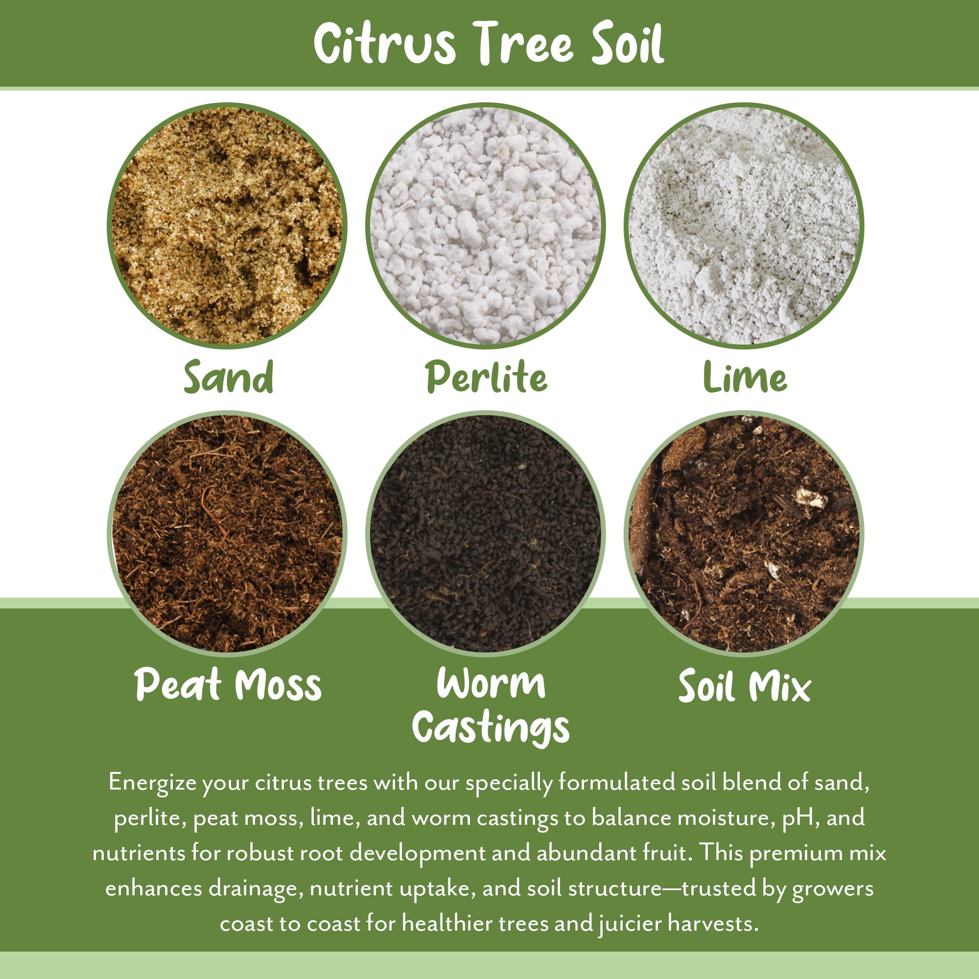 Citrus Tree Potting Soil Mix (8 Quarts), Special Blend for Indoor Oranges, Lemons, Limes and More