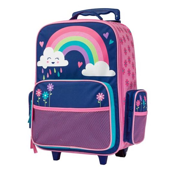 Stephen Joseph Classic Rolling Luggage Suitcase with Multiple Pockets, Rainbow