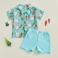 thumbnail image 2 of Toddler Boy Outfits Summer Shorts Set Kids Spring Cotton Button Printed Short Sleeved Sports 6M 12M 18M 24M 3T 4T Boys' Clothing Sets with Pocket Tops 2-Piece, 2 of 9
