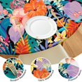 thumbnail image 4 of Soft elastic edge round tablecloth with floral abstract design, made of polyester, fits 44-52 inch tables, extra large edition, 4 of 7