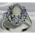 thumbnail image 2 of LBG 14k White Gold Natural Opal and Tanzanite Womens Cluster Ring - Size 11.75, 2 of 4