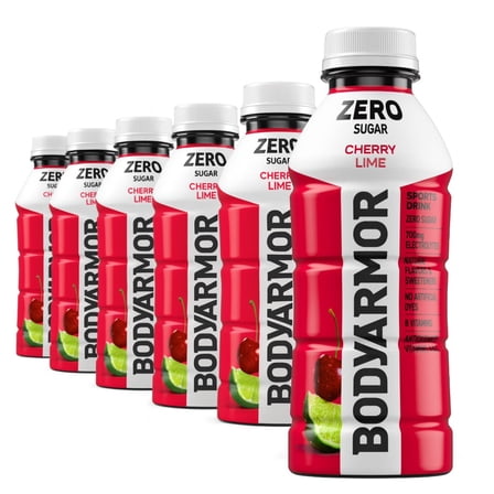 BODYARMOR Zero Sugar Cherry Lime Electrolyte Sports Drink, 16 fl oz, 6 Pack