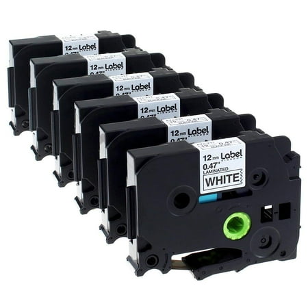 1280 Label - Label KINGDOM 6 Pack Replace P Touch Label Tape Compatible Brother (TZ231 TZe231) Standard Laminated, Black on White, 0.47 Inch (12mm) x 26.2 Feet (8m) for Brother P-touch PT-1280 PT-1290 Label Maker
