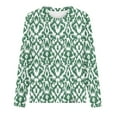 thumbnail image 4 of tklpehg Womens Long Sleeve Tops Casual Crewneck Tunic Tops Lightweight Fashion Print Comfy Going Out Tops Loose Blouses (Green,S), 4 of 4