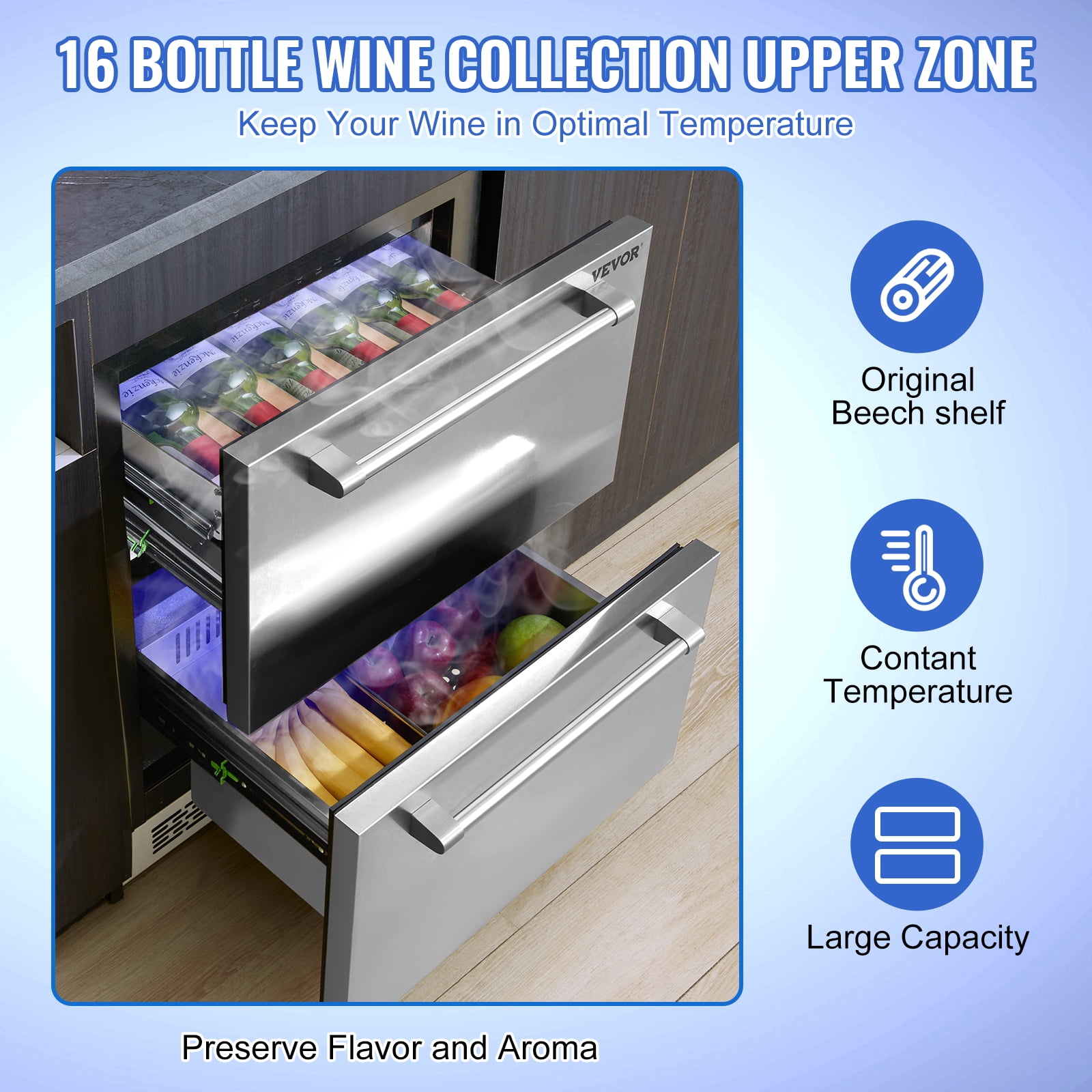 VEVOR Commercial Blast Freezer, 114 L / 4 Cu.ft Blast Chiller with 5 Trays, Blast Chiller Freezer Chest with 4 Freezing Modes, Stainless Steel Food Blast Freezer with Casters for Restaurant, Seafood