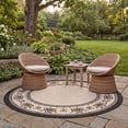 thumbnail image 3 of Safavieh Courtyard Eva Oriental Indoor/Outdoor Area Rug, Sand/Black, 6'7" x 6'7" Round, 3 of 10