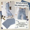 thumbnail image 4 of NICELF Women's Straight Leg Jeans – High Waisted Elastic Waist Cropped Denim Pants with Frayed Hem, Casual Loose Stretchy Trousers Wide Leg Jeans for Women Trendy, 4 of 9
