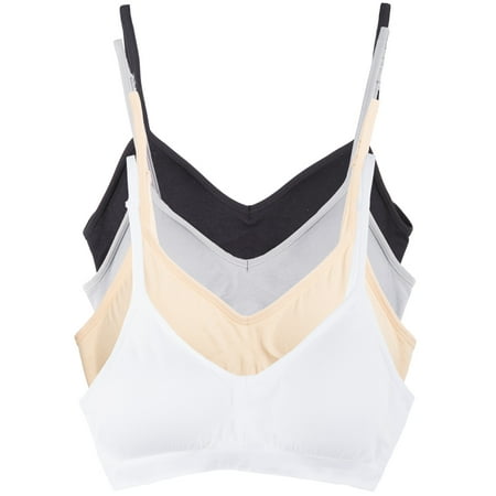 

Kalon 4 Pack Women s Demi Wireless Padded Bralette Hook and Eye Bra Back (M/L Basics)