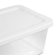 Sterilite 6 Quart Small Storage Bin, Clear Plastic Storage Container with Snap-On Lid, White