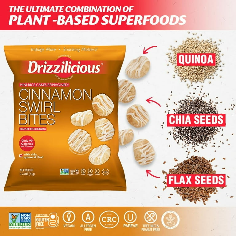 Drizzilicious Mini Rice Cakes, Cinnamon Swirl Flavored Rice Cake