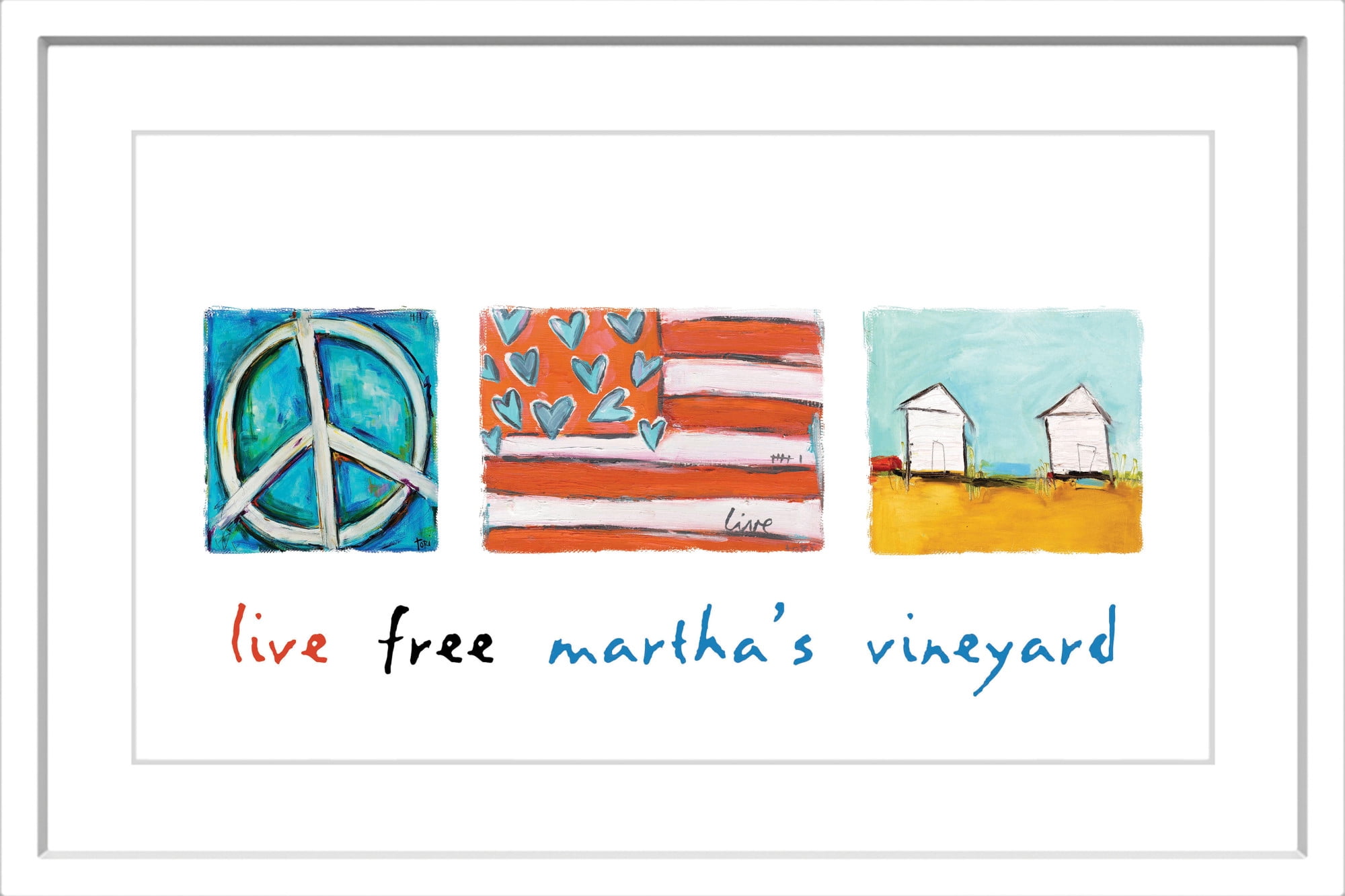 Marmont Hill "Live Free Martha's Vineyard" by Tori Campisi Painting Print in Frame