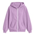 thumbnail image 3 of CYRBOKO Girls Corduroy Jackets, Hooded Full Zip Fall Long Sleeve Outerwear for Girls Purple Size 9-10 T, 3 of 4