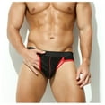 thumbnail image 3 of Afuyipoi Men Comforts Brief,Mesh Hollowed Breathable Color Block Soft Underpant Black XL, 3 of 6
