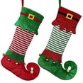 thumbnail image 2 of 22Inch Elf Christmas Stocking, 2 Pack Exquisite Plush Personalized Fireplace Joyful Red Green Hanging Stockings for Holiday Party Christmas Decorations and Xmas Gifts, 2 of 6