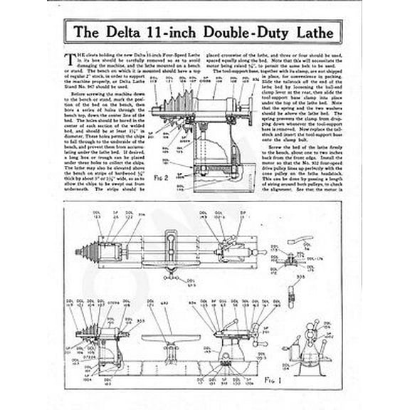Instruction Manual ONLY for Delta Rockwell The 11-inch Double-Duty Lathe Instructions REPRINT