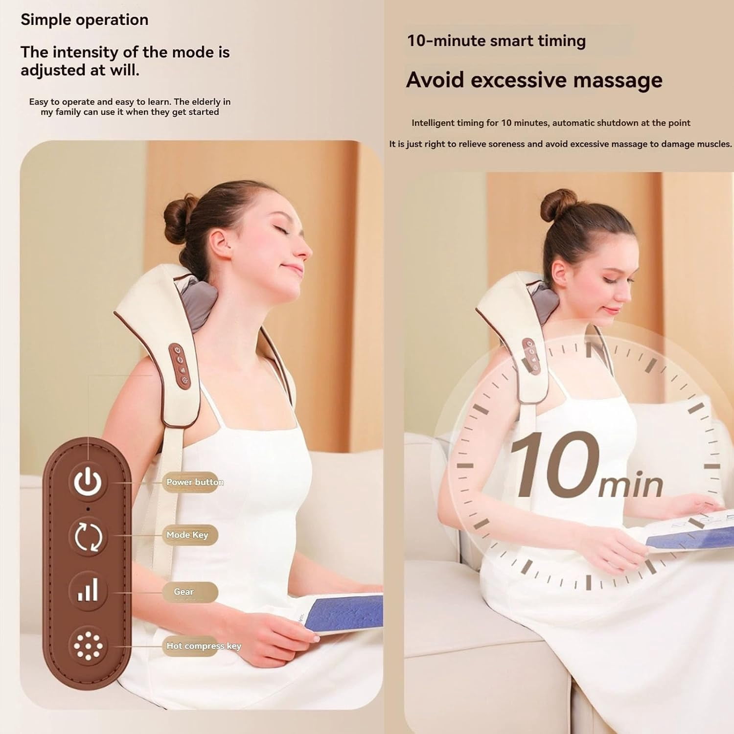 JEBTBFZE Shoulder Massager, Shoulder and Neck Massage Three Modes of Adjustment, Easy to Carry, A Good Choice for Gift (Gray)