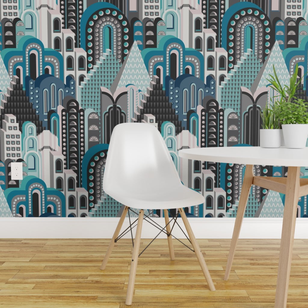 Turquoise Feather Dance Wallpaper  Peel and Stick or NonPasted