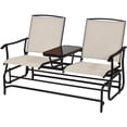 thumbnail image 1 of Patiojoy Beige Patio Loveseat Rocking 2 Person Outdoor Double Glider Chair With Center Table, 1 of 10