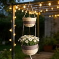thumbnail image 6 of Double Layer Hanger Woven Hanging Home Garden Indoor 2 Tier Hanging Planter (3 Syles) Flower Pots 9.8" x 9.8" x 6.3", 6 of 6