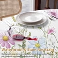thumbnail image 4 of Spring Wildflowers Round Tablecloth 60 inches Blue Morocco Pink Flower Plant Country Waterproof Oil-Proof Table Cloth Round Table Cover for Holiday Party Picnic Dinner Decor Indoor and Outdoor Use, 4 of 9