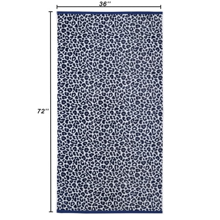 Mainstays Beach Collection Beach Towel, 36 x 72 in, Leopard Blue