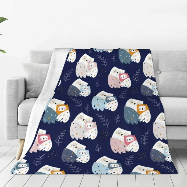 Balery Mom And Baby Owls Manta de Felpa Suave y Acogedora – Cobija de Franela Aterciopelada para Cama, Lavable y Cálida para Sofá, Mascotas, Transpirable-80"x60"