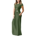 thumbnail image 4 of CHOK Robe pour Femmes Liquidation Tendances Robe Décontractée Col Rond Été Manches Courtes Solide Poches Longue Robe Violette L D710, 4 of 5