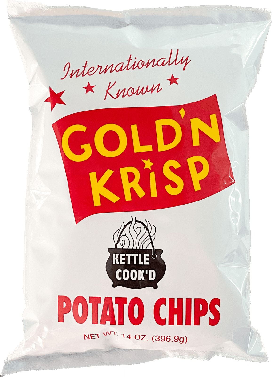(4 pack) Gold'N Krisp Kettle Cooked Potato Chips, 14 Oz.