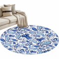 thumbnail image 2 of Area Rug 36in, Watercolor Paisley Bandanna Floor Carpet Living Room Rug, Abstract Blue Flowers Non-Slip Welcome Mat Indoor Rugs for Bedroom Dining Room, 2 of 9