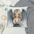 thumbnail image 2 of JRXY  Farmhouse Throw Pillow Cover Cute Easter Angel Wings Candle Soft Couch Pillow Covers Square Cushion Covers for Home Sofa Car Living Room Bed Office  White, 2 of 5