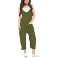 thumbnail image 2 of Kids Sleeveless Solid Color Casual Jumpsuit Spaghetti Strap Girls Romper, 2 of 4