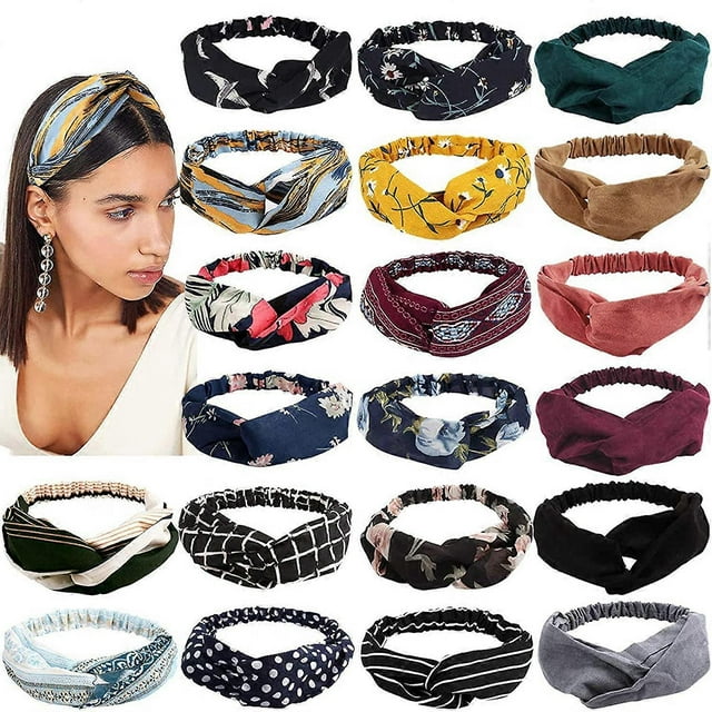 Headbands for Women,Yariew 20Pcs Boho Headbands Womens Headbands Fashion Headbands Silk Headband Knot Headband Elastic Hair Bands Head Bands Turban He