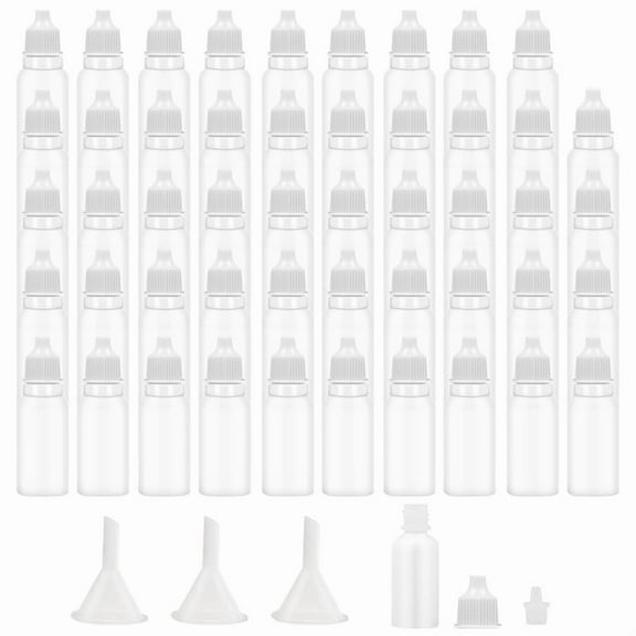 50Pcs Small Empty Squeeze Dropper Bottles Plastic Thin Tip Dropper Bottles 15ML Portable Squeezable Liquid Dropper White